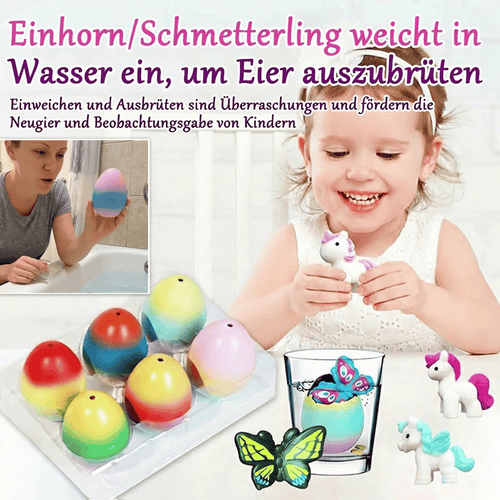 🐣🦄 Wachsende Oster-Überraschungs-Eier – Schlüpfende Tierfiguren im Wasser (Dino, Einhorn & mehr)