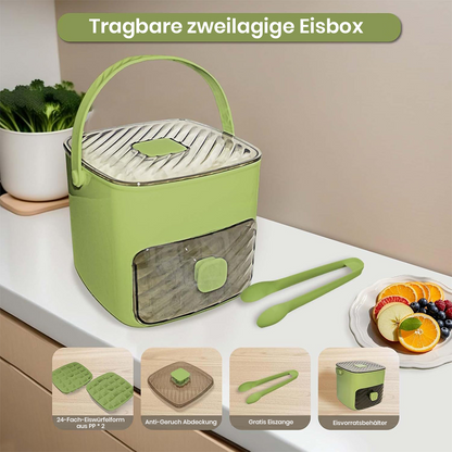 🔥Sommer-Sonderangebot 50 % Rabatt🧊Tragbarer Eisbereiter mit Deckel und Aufbewahrungsbox (48 Eiswürfel).