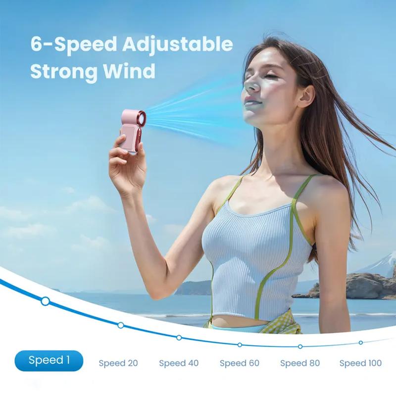 💨Mini-Handventilator mit LED-Anzeige –👍5-stufiger Turbo-Ventilator im Taschenformat.✨Über USB aufladbar, schnelle Kühlung für Reisen und beim Schminken. Das perfekte Geschenk.  Tragbare Kühlung
