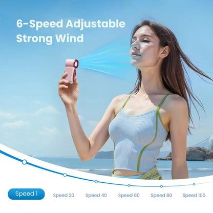 💨Mini-Handventilator mit LED-Anzeige –👍5-stufiger Turbo-Ventilator im Taschenformat.✨Über USB aufladbar, schnelle Kühlung für Reisen und beim Schminken. Das perfekte Geschenk.  Tragbare Kühlung
