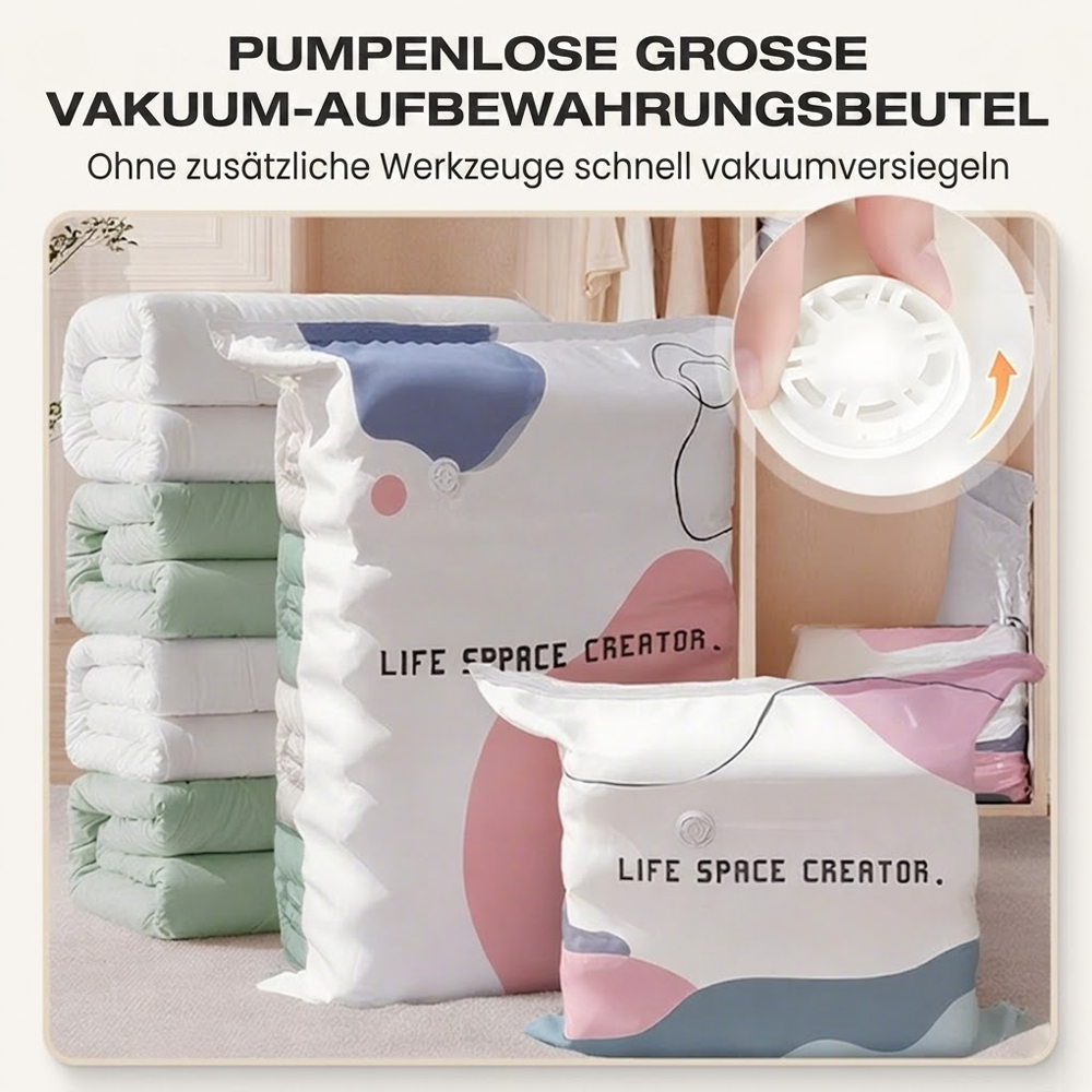 🧳💨 50 % Rabatt! Vakuum-Aufbewahrungsbeutel ohne Pumpe – Drücken und versiegeln, keine Pumpe erforderlich. Spart 80 % Platz, hält Kleidung trocken und staubfrei. Ideal für voluminöse Bettwäsche und saisonale Ausrüstung. 🛏️🗄️