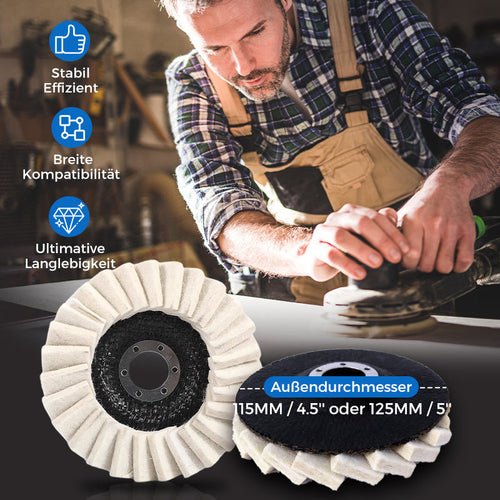 ⚡50 % RABATT !!✨ Wollpolierscheibe für Winkelschleifer – Hochglanz-Spiegelfinish! Langlebig  Vielseitig! 🔧