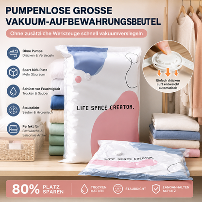 🧳💨 50 % Rabatt! Vakuum-Aufbewahrungsbeutel ohne Pumpe – Drücken und versiegeln, keine Pumpe erforderlich. Spart 80 % Platz, hält Kleidung trocken und staubfrei. Ideal für voluminöse Bettwäsche und saisonale Ausrüstung. 🛏️🗄️