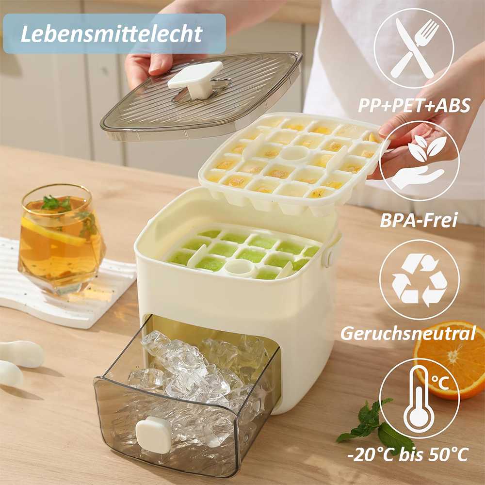 🔥Sommer-Sonderangebot 50 % Rabatt🧊Tragbarer Eisbereiter mit Deckel und Aufbewahrungsbox (48 Eiswürfel).