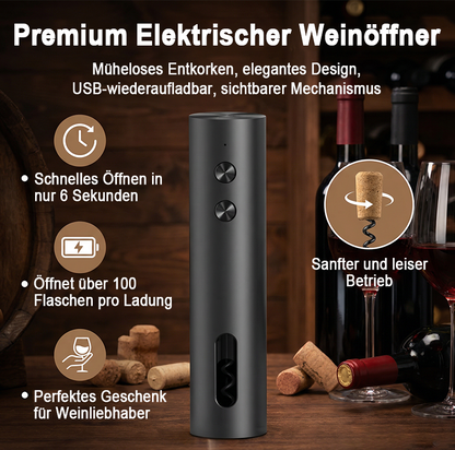 🎉Neujahrsdeal! 50% Rabatt✨automatischer elektrischer Weinöffner – ein-Knopf Bedienung, USB-aufladbar, leise & kraftvoll, öffnet Flaschen mühelos für Zuhause & Partys -Remifa®