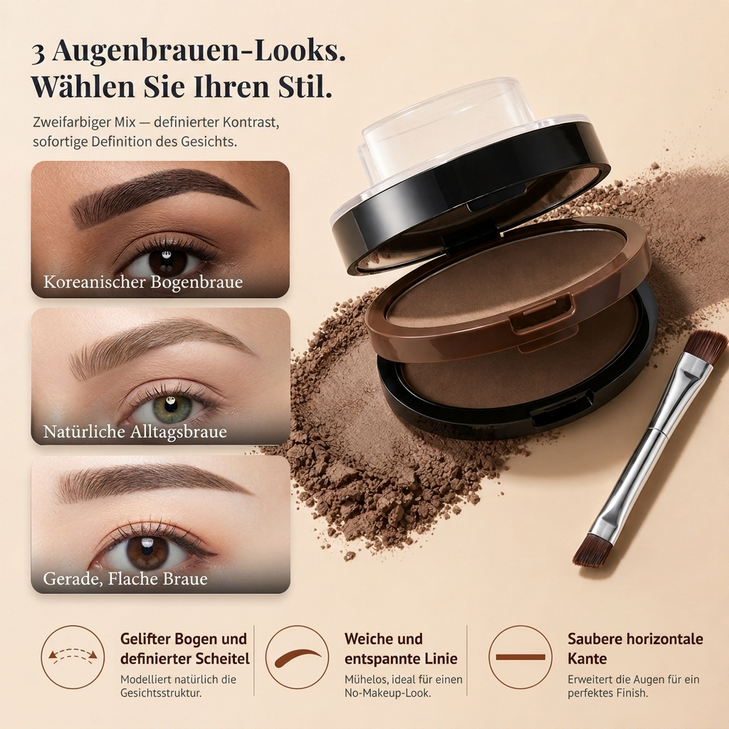 🥳 HEISSER SALE 2026 – 50% RABATT! 💞 50.000+ VERKAUFT ! Sofort verstellbarer Augenbrauenstempel mit zweifarbigem Augenbrauenpuder