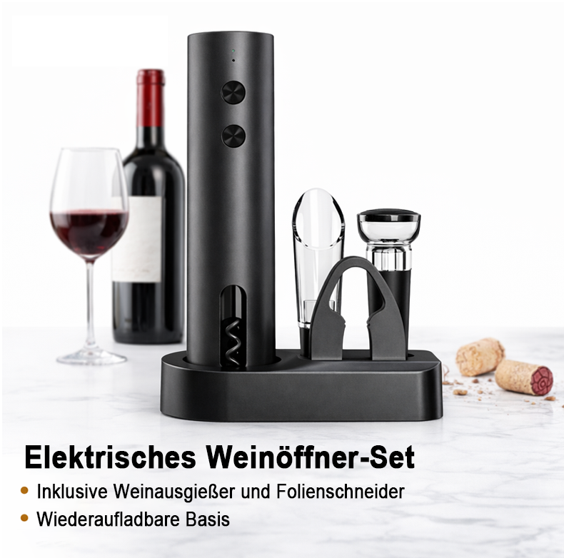 🎉Neujahrsdeal! 50% Rabatt✨automatischer elektrischer Weinöffner – ein-Knopf Bedienung, USB-aufladbar, leise & kraftvoll, öffnet Flaschen mühelos für Zuhause & Partys -Remifa®