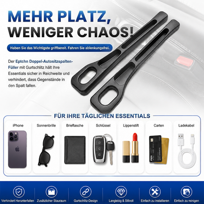 60% OFF🚗Nie wieder das Handy zwischen den Autositzen verlieren💺🌟Universeller Sitzlücken-Füller • Organizer mit Doppel-Fach🌟