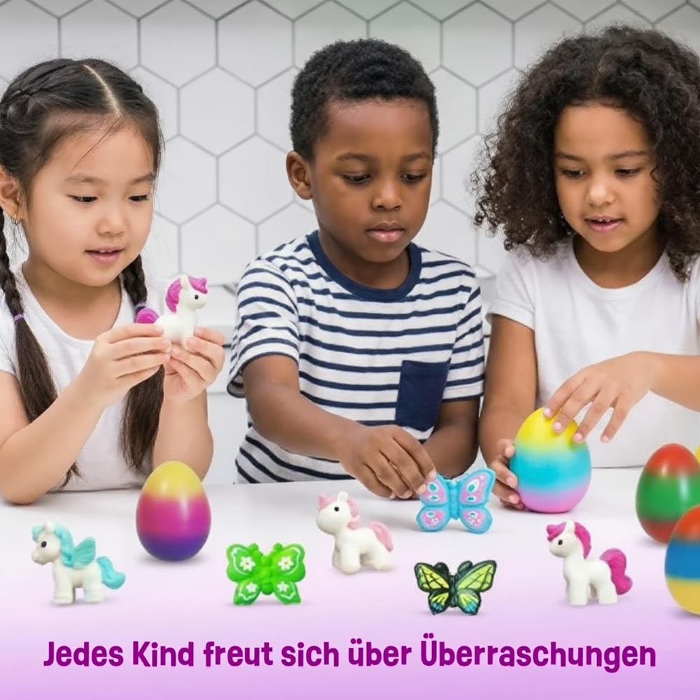 🐣🦄 Wachsende Oster-Überraschungs-Eier – Schlüpfende Tierfiguren im Wasser (Dino, Einhorn & mehr)
