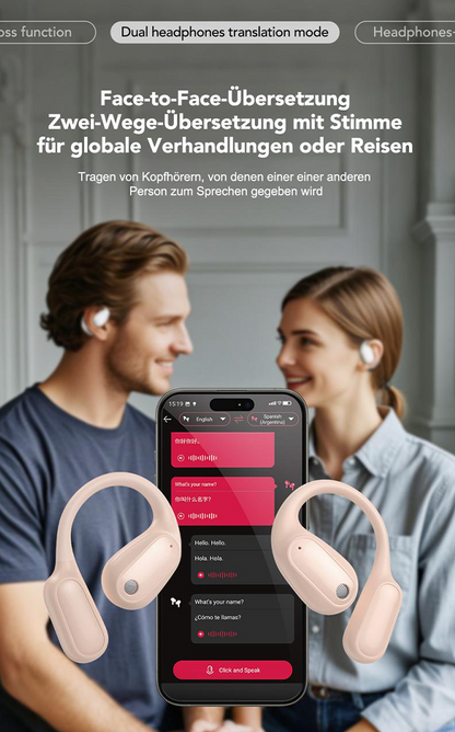🌐Ki Übersetzungs-Kopfhörer – Echtzeit-Übersetzung in 156 Sprachen mit App🗣️, Bluetooth 6.0, Kabellose Earbuds für Musik & Anrufe, IPX5 Wasserdicht, Lange Akkulaufzeit⚡🔋-Remifa®