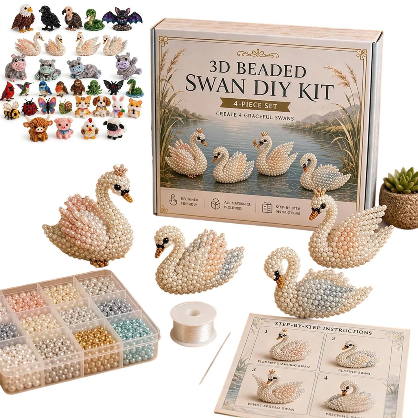 🏆Zeitlich begrenztes Angebot: 49 % Rabatt🧵✨Kleines 3D-Perlen-Tier-Bastelset