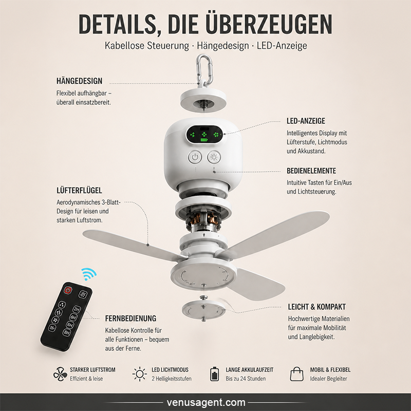 ⏰ Zeitlich begrenztes Angebot: 40% RABATT auf wiederaufladbaren Deckenventilator mit LED! 🌬️✨