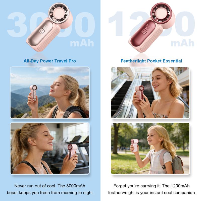 💨Mini-Handventilator mit LED-Anzeige –👍5-stufiger Turbo-Ventilator im Taschenformat.✨Über USB aufladbar, schnelle Kühlung für Reisen und beim Schminken. Das perfekte Geschenk.  Tragbare Kühlung