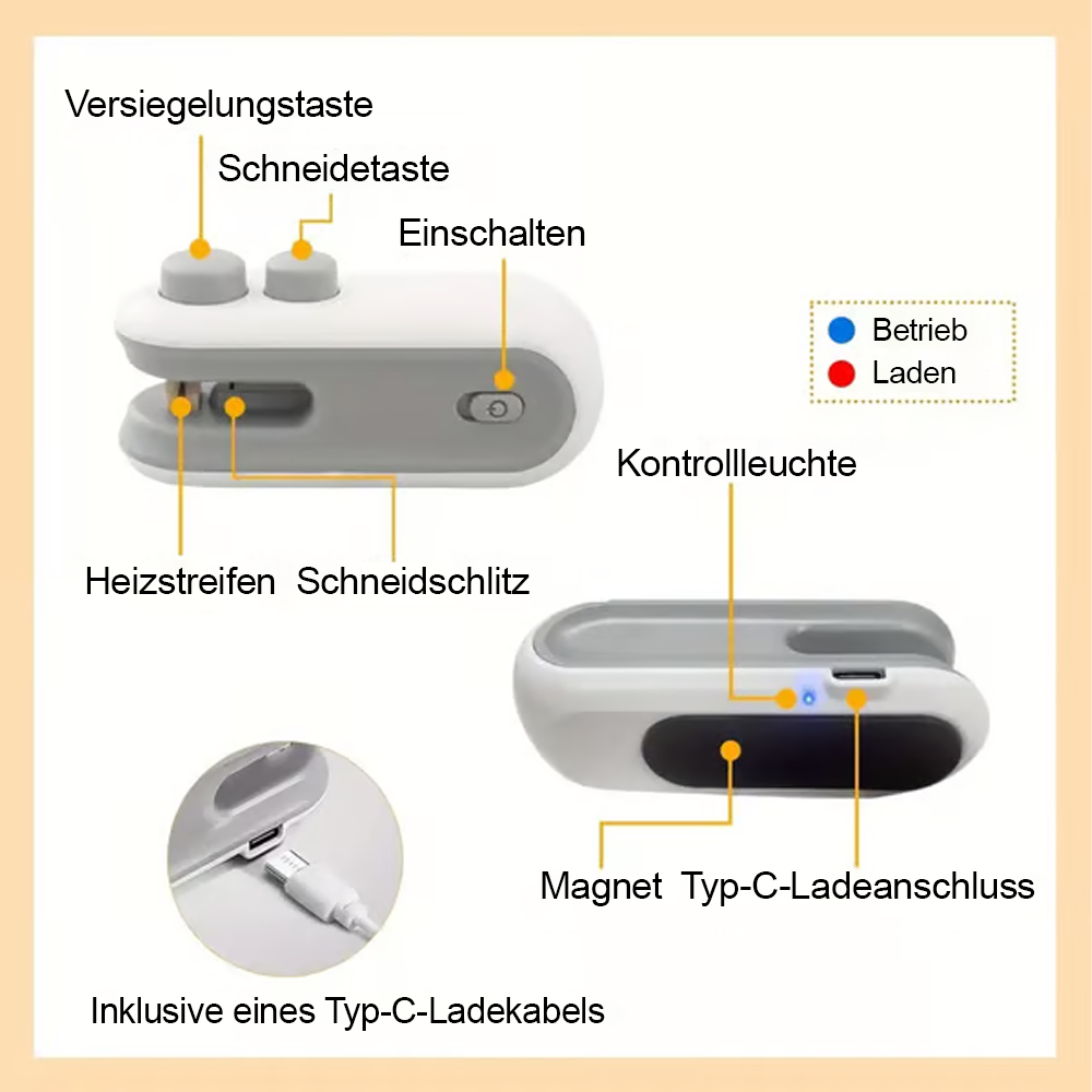 💥Neujahrsangebot 55% Rabatt💥✨Mini Siegelmaschine – 🧊Frisch halten -Remifa®