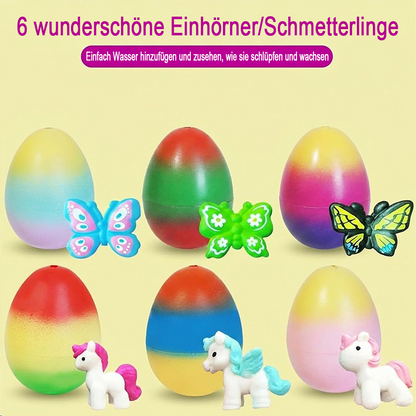 🐣🦄 Wachsende Oster-Überraschungs-Eier – Schlüpfende Tierfiguren im Wasser (Dino, Einhorn & mehr)