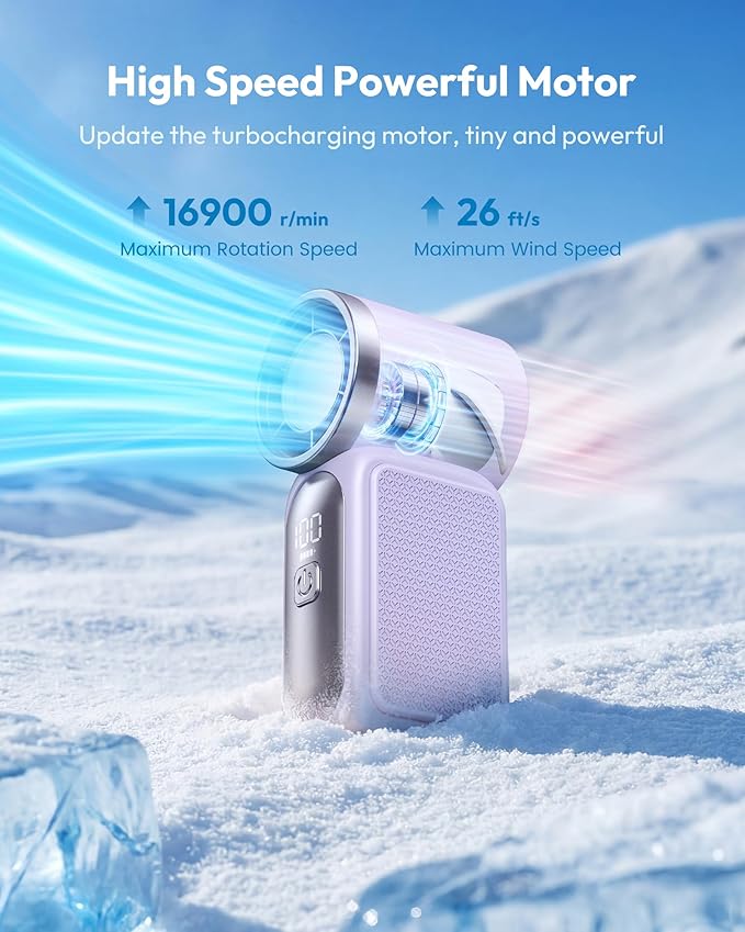 💨Mini-Handventilator mit LED-Anzeige –👍5-stufiger Turbo-Ventilator im Taschenformat.✨Über USB aufladbar, schnelle Kühlung für Reisen und beim Schminken. Das perfekte Geschenk.  Tragbare Kühlung