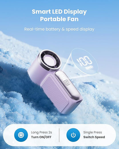 💨Mini-Handventilator mit LED-Anzeige –👍5-stufiger Turbo-Ventilator im Taschenformat.✨Über USB aufladbar, schnelle Kühlung für Reisen und beim Schminken. Das perfekte Geschenk.  Tragbare Kühlung