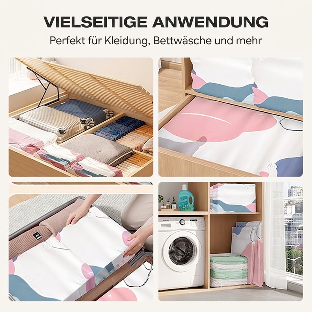 🧳💨 50 % Rabatt! Vakuum-Aufbewahrungsbeutel ohne Pumpe – Drücken und versiegeln, keine Pumpe erforderlich. Spart 80 % Platz, hält Kleidung trocken und staubfrei. Ideal für voluminöse Bettwäsche und saisonale Ausrüstung. 🛏️🗄️