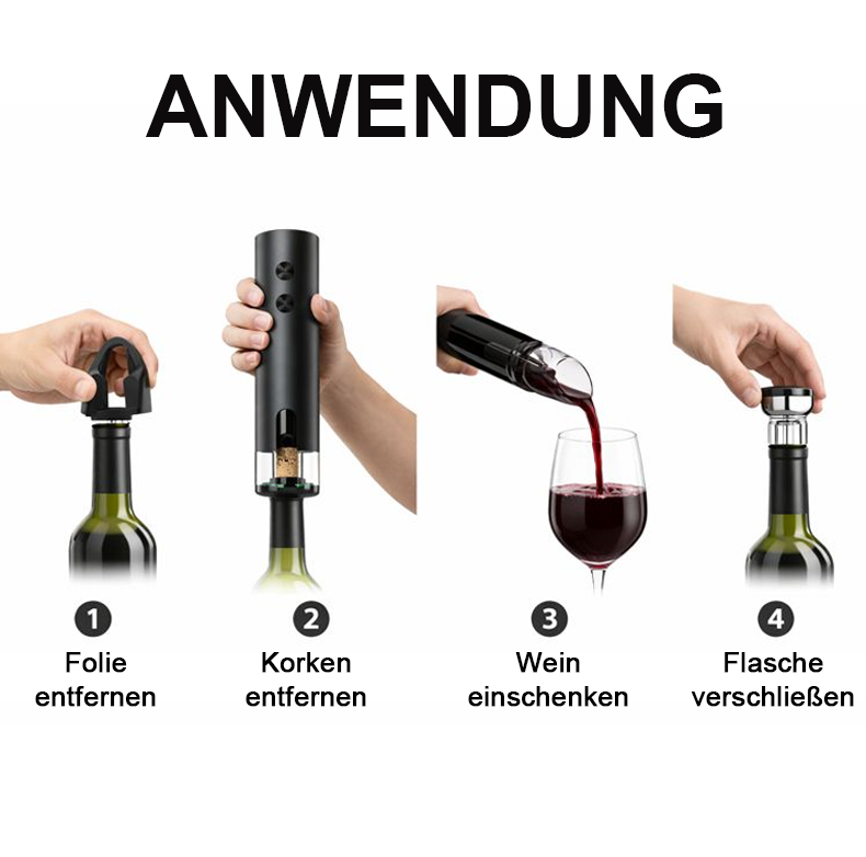 🎉Neujahrsdeal! 50% Rabatt✨automatischer elektrischer Weinöffner – ein-Knopf Bedienung, USB-aufladbar, leise & kraftvoll, öffnet Flaschen mühelos für Zuhause & Partys -Remifa®