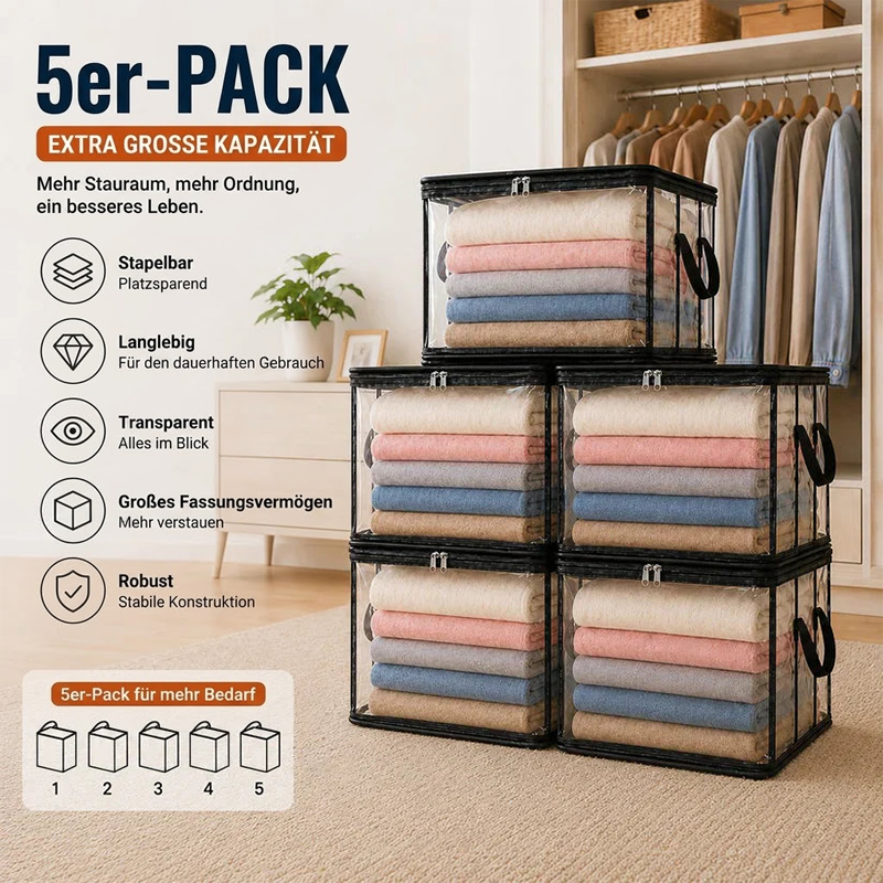 🔥Letzter Tag – 50 % Rabatt📦Tragbare, große, strapazierfähige, durchsichtige Aufbewahrungsbox aus dickem Kunststoff mit Klappdeckel | Haushalt, Reisen & Camping