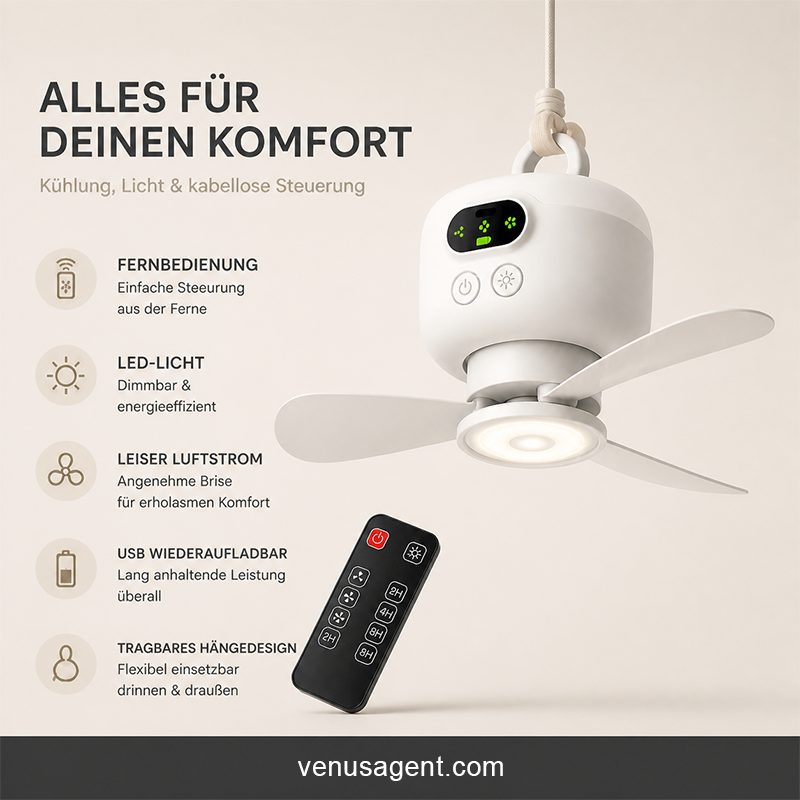 ⏰ Zeitlich begrenztes Angebot: 40% RABATT auf wiederaufladbaren Deckenventilator mit LED! 🌬️✨