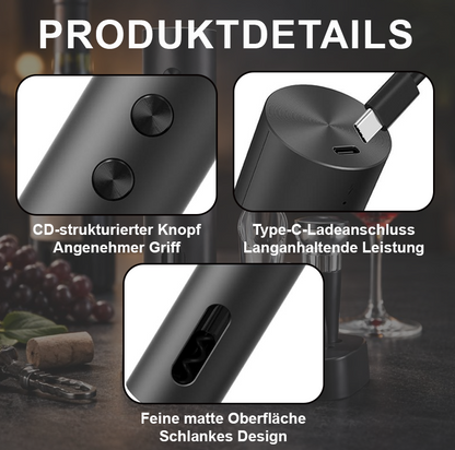 🎉Neujahrsdeal! 50% Rabatt✨automatischer elektrischer Weinöffner – ein-Knopf Bedienung, USB-aufladbar, leise & kraftvoll, öffnet Flaschen mühelos für Zuhause & Partys -Remifa®