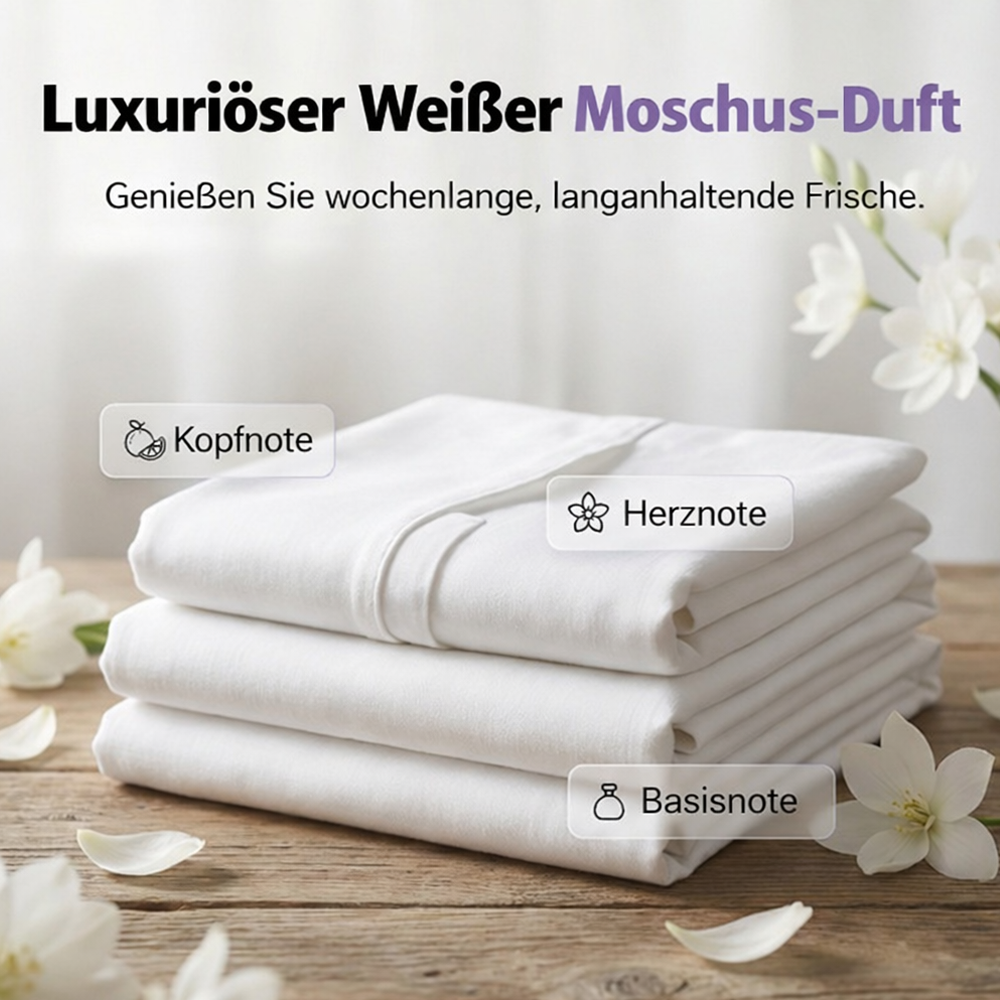 🌸🧺 5-in-1 Waschmittelkapseln mit weißem Moschus – entfernt Flecken & schont Fasern ✨💧 80 Stück, langanhaltend frisch, ideal für Haushalt & Reise.
