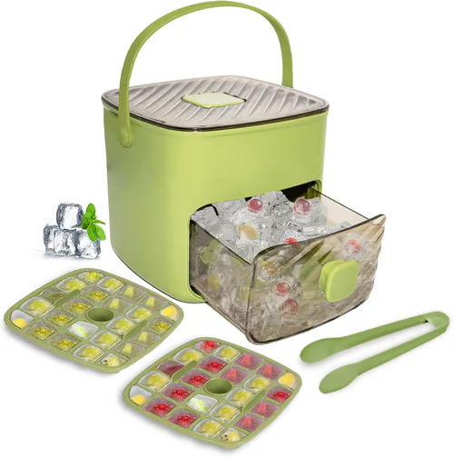 🔥Sommer-Sonderangebot 50 % Rabatt🧊Tragbarer Eisbereiter mit Deckel und Aufbewahrungsbox (48 Eiswürfel).