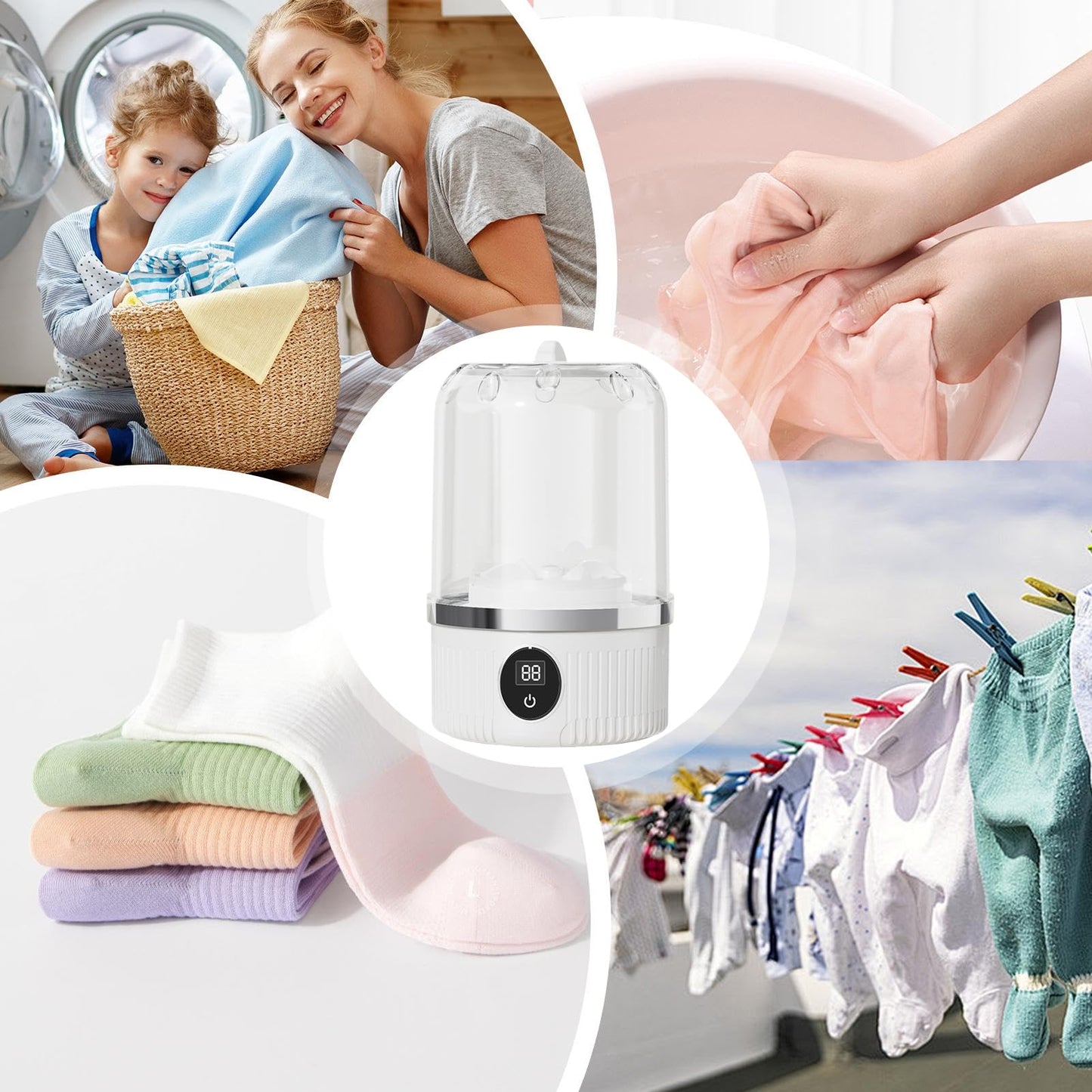 Mini Waschmaschine – Kabellos, Kompakt & Hygienisch -Remifa®