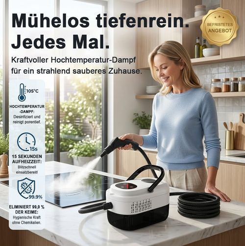 🔥📢50 % Rabatt und versandkostenfrei !!!⏰Hochdruck-Dampfreiniger mit LCD-Display｜Vielseitig für Zuhause, Auto & Küche｜Effektiv gegen Fett & Bakterien✨