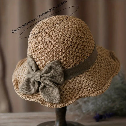 🌷 Frühling/Sommer Neuheit! Eleganter Strohhut mit Stoffschleife | Luftige Webstruktur, weich & verstellbar 👒✨